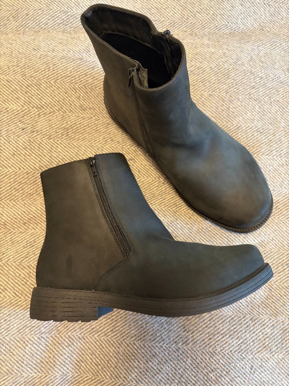 Propet Tanner Chelsea Style Leather Boots in a Black Suede Finish